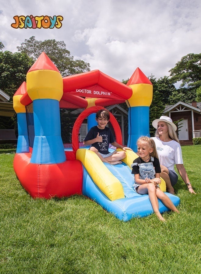 JSAITOYS Inflatable Castle (with Slide/Safety Net) - Outdoor Children's Bouncing Park Size 260x190x170cm - Image 1